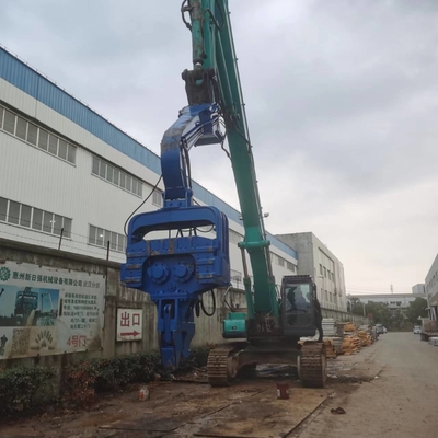 Long length sheet piling/withdrawing with excavator mounted vibro hammer
