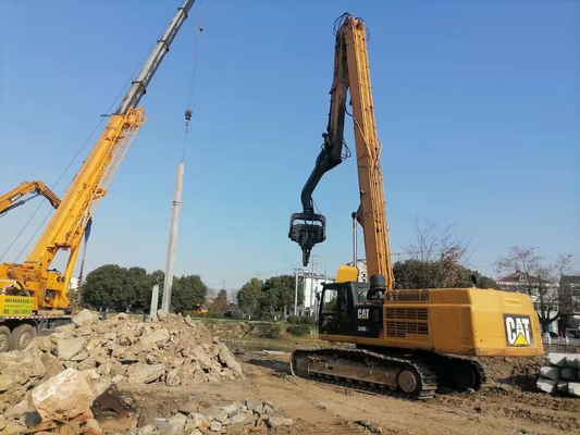 Excavator mounted Vibro hammer for fast pille driving construction projects